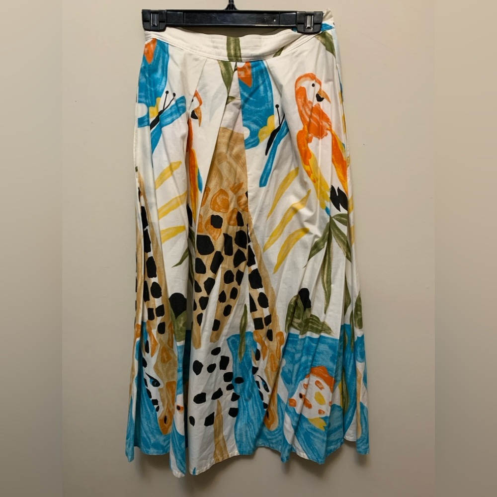 Vintage COMO DIFFUSION Wearable Art Safari Print Midi Skirt XS - Picture 5 of 7